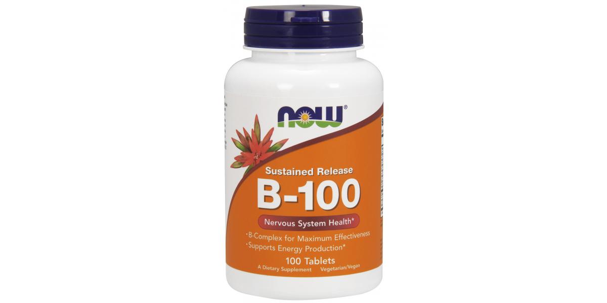 NOW Foods Vitamin B-100 Sustained Release - 100 Tablets - Bodybuilding ...