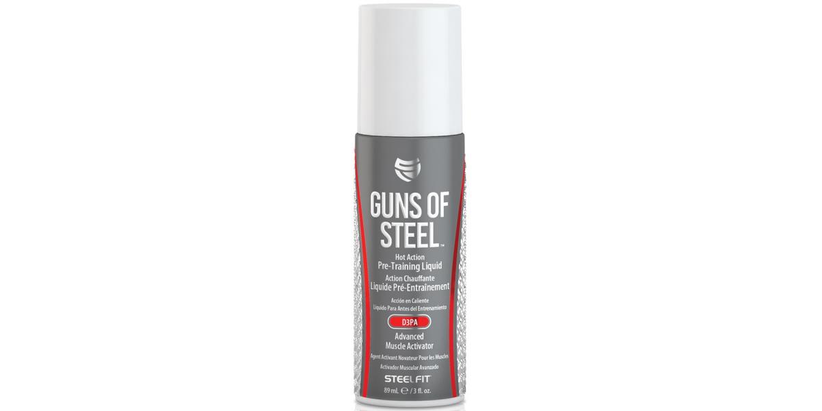 SteelFit Guns of Steel - Topical Hot Action Pre Training Liquid with D3PA -  Advanced Muscle Activator - Mind Blowing Pump - Gains - Nitric Oxide - Pre  Workout - Use on Biceps, Triceps - 3 fl. oz.