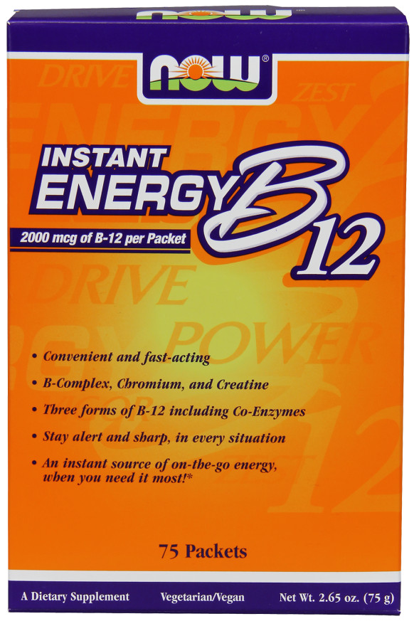 NOW Foods Vitamin B-12, Instant Energy - 75 packets - Bodybuilding and ...